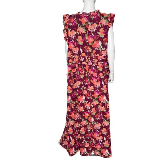 Vince Camuto Plus Size Printed Chiffon Ruffle Maxi Dress Floral Women’s Sz 22W - Picture 6 of 9